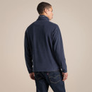 Back view of a male model wearing the navy half-zip fleece, showing the fit across the back and shoulders.