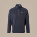 Navy Craghoppers half-zip fleece shown from the front on a plain background, with stand collar and chest branding.