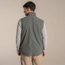 Back view of model wearing the dark sage Craghoppers gilet.