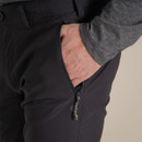Close-up of Black Pepper Craghoppers Nosi Pro Trouser III side pocket with zip and hand inside.