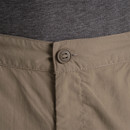Close-up of the cargo shorts waistband showing the button fastening and belt loops.