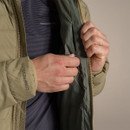 Close-up of the inside of the jacket showing the internal security pocket and lining.