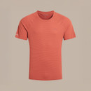 Men’s Craghoppers NosiLife SolarShield+ short sleeve T-shirt in dark salmon with fine stripe texture.