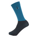 Teal and black Aubrion knee-high sock shown from the reverse side with small Aubrion icon on the calf, studio shot on white background.