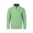 Green textured quarter-zip fleece with a stand collar, contrast inner collar and embroidered chest logo.