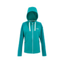 Women’s Ivy Moss hooded zip-through fleece with full-length zip, white drawcord hood and two zipped hand pockets, on a white background.