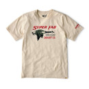 Flat lay of the oat-coloured Carhartt “Super Fab” graphic T-shirt showing the front print.