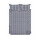 Blue gingham duvet cover laid flat showing full check pattern on a white background