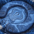 Close-up top view of the blue cushioned interior base of a Lay-Z-Spa inflatable hot tub.