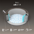 Cross-section graphic of the Lay-Z-Spa Bali AirJet 7 hot tub highlighting MaxHold beams, EnergySense insulation and TriTech walls.