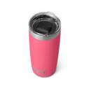 Tropical pink YETI Rambler tumbler with MagSlider lid, angled top view highlighting the lid opening.