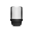 Stainless steel YETI bottle cup cap assembled, shown upright on a white background