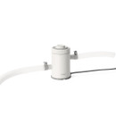 Intex Krystal Clear pool filter pump with hoses attached on a white background