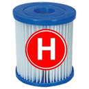 Intex H type pool filter cartridge with blue ends on a white background