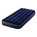 Intex navy blue inflatable air mattress shown from angled side view on white background