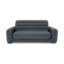 Grey inflatable sofa bed shown as a compact sofa on a white background.