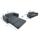 Inflatable sofa bed dimensions diagram showing sofa and bed size measurements in inches.