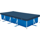 Intex rectangular pool debris cover on blue framed above ground pool
