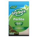 Green and blue package of Westland Gro-Sure Perlite, featuring the logo with leaves. Promotes healthy root growth, aeration, and drainage.