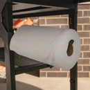Paper towel roll mounted on the side of a Blackstone outdoor griddle cart.