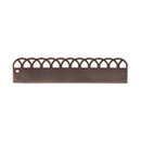 Rust-coloured metal landscape edging panel with modern wave cut-out design, shown on a plain white background.