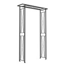 Black metal garden arch with a flat top and criss-cross side panels, shown on a white background.