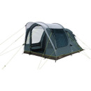 Outwell inflatable tent with front door open showing spacious porch entrance area