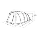 Outwell tunnel tent dimension diagram showing 600cm length and 210cm height measurements