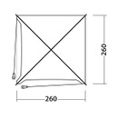 Outwell awning tent floorplan diagram showing 260cm by 260cm base