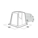 Diagram showing Easy Camp tailgate awning footprint dimensions 190cm x 195cm