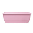 Chalk pink rectangular patio trough planter with a smooth finish and rolled rim, shown against a plain light background.