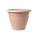 Misty rose round planter with a smooth finish and wide rolled rim, shown against a plain light background.