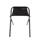 Black Regatta folding camping stool, front view showing fabric seat and tubular steel legs.