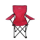 Red Regatta children’s camping chair, front view with armrests and steel frame.