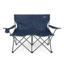 Front view of Regatta navy double camping chair with steel frame and armrests.