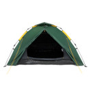 Front view of Regatta instant dome tent with door closed.