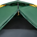Front opening of Regatta green instant dome tent with zip entrance.