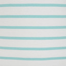 Close-up of white fabric with peppermint green horizontal stripes showing soft cotton texture.