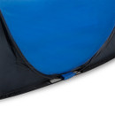 Close-up of tent base showing flexible pop-up frame structure and reinforced edging.