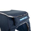 Close-up of the Hedstrom tent canopy roof showing the stitched edges and Hedstrom logo.