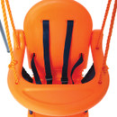 Close-up of the Hedstrom toddler swing seat showing high back support and safety straps.