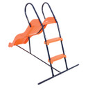 Rear view of Hedstrom outdoor slide showing ladder steps and metal support frame isolated on a white background.