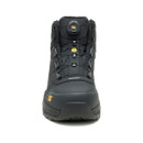 Front view of black CAT Inductor Tech mid safety boot with dial fastening system and reinforced toe cap.