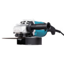 A blue and silver angle grinder with a black handle and cord. It looks sturdy and industrial, designed for heavy-duty cutting or grinding tasks.