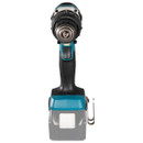Front view of Makita brushless cordless drill driver with keyless chuck and 18V battery.