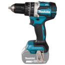 Makita brushless cordless drill driver side view with 18V battery on white background.