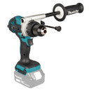Makita brushless cordless hammer drill with auxiliary handle and torque settings dial.