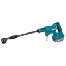 Makita cordless portable pressure washer with spray wand and 18V battery.