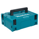 Makita hard plastic tool case in teal with black carry handle and compact storage design.