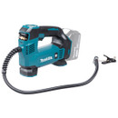 Makita 18V cordless portable air compressor with hose.